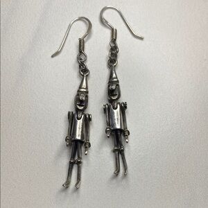 Sterling Silver Fully Articulated‎ Pinocchio Tin Man Earrings 925